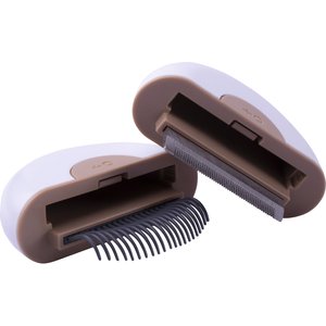 Pet Life LYNX 2-in-1 Travel Connecting Grooming Dog & Cat Comb & Deshedder, Brown, Large