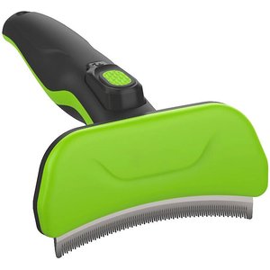 Pet Life Fur-Guard Easy Self-Cleaning Grooming Deshedder Dog & Cat Comb, Green
