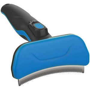 Pet Life Fur-Guard Easy Self-Cleaning Grooming Deshedder Dog & Cat Comb, Blue