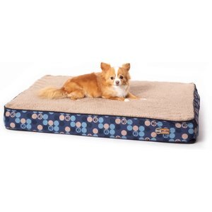 K&H Pet Products Superior Orthopedic Dog Bed, Navy/Paw, Small, 27 x 36-in