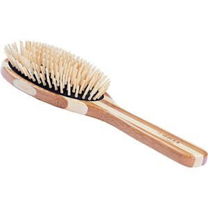 Bass Brushes The Green Dog & Cat Oval Brush, Bamboo-Stiped Finish, Small, Large, 2 count