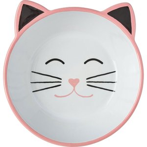 Frisco Cat Face Non-skid Ceramic Cat Bowl, Pink, 1.12 Cups, 2 count