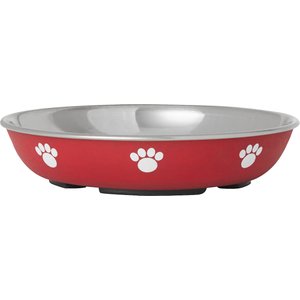 Frisco Heavy Duty Non-Skid Saucer Cat Bowl, Red Paw, 2 count