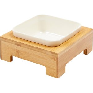 Frisco Square Melamine Dog & Cat Bowl with Bamboo Stand, 2.5 Cups, 2 count