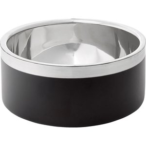 Frisco Two-Toned Double Wall Insulated Dog & Cat Bowl, 6-Cup, 2 count, Black