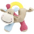 Pet Life Moo-cifier Plush Squeaking & Rubber Teething Newborn Puppy Dog Toy, Brown / Blue / Pink