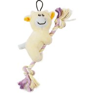 Pet Life Broom-Lick Plush & Jute Rope Squeaking Newborn Cat & Dog Toy, Yellow