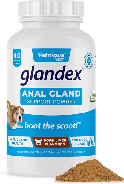 Vetnique Labs Glandex Anal Gland & Probiotic Pork Liver Flavored Pumpkin Fiber & Digestive Powder Supplement for Dogs & Cats, 4.0-oz bottle slide 1 of 9