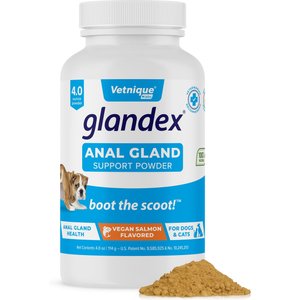 Vetnique Labs Glandex Anal Gland & Probiotic Salmon Flavored Pumpkin Fiber & Digestive Vegan Powder Supplement for Dogs & Cats, 4.0-oz bottle