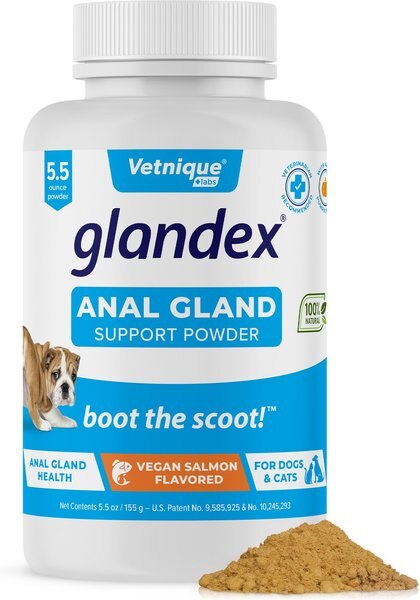 Vetnique Labs Glandex Anal Gland & Probiotic Salmon Flavored Pumpkin Fiber & Digestive Vegan Powder Supplement for Dogs & Cats, 5.5-oz bottle slide 1 of 9