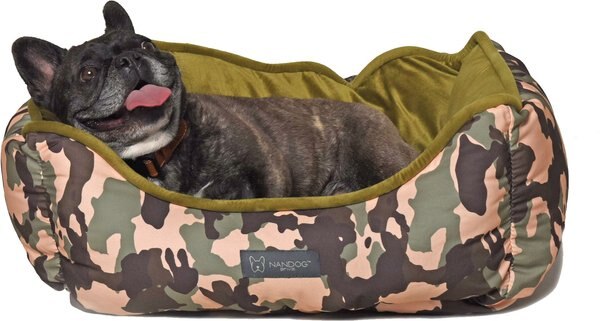 Nandog Reversible Design Camu Cat & Dog Bed, Green slide 1 of 3