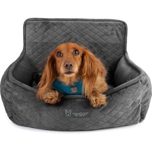Nandog Quilted Micro-Plush Dog Car Seat Bed, Dark Gray, Small
