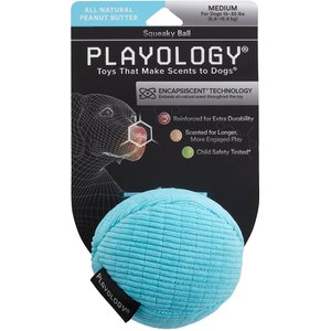 Playology All Natural Peanut Butter Scented Plush Squeaky Ball Dog Toy, Medium