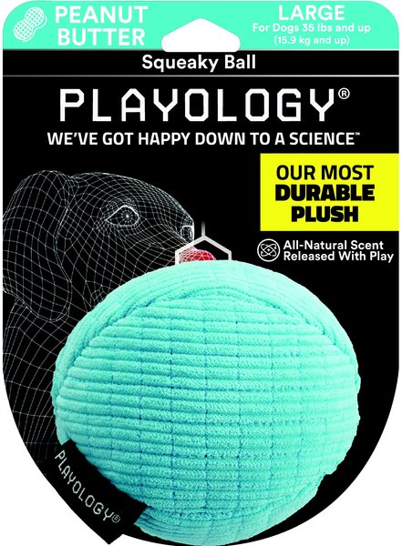 Playology All Natural Peanut Butter Scented Plush Squeaky Ball Dog Toy, Large slide 1 of 3