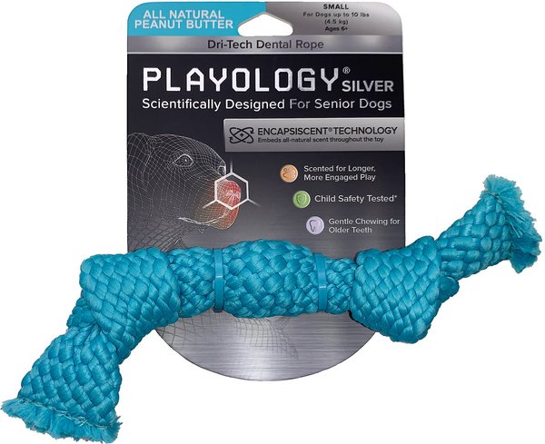 Playology All Natural Peanut Butter Scented Dri-Tech Dental Rope Dog Toy, Small slide 1 of 3