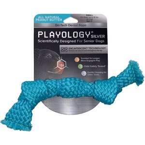 Playology All Natural Peanut Butter Scented Dri-Tech Dental Rope Dog Toy, Small