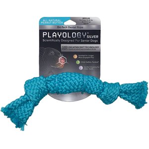 Playology All Natural Peanut Butter Scented Dri-Tech Dental Rope Dog Toy, Medium