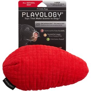 Playology All Natural Beef Scented Plush Crinkle Egg Dog Toy, Large
