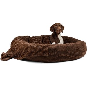 Best Friends by Sheri The Original Calming Donut Cat & Dog Bed & Throw Blanket, Dark Brown, X-Large