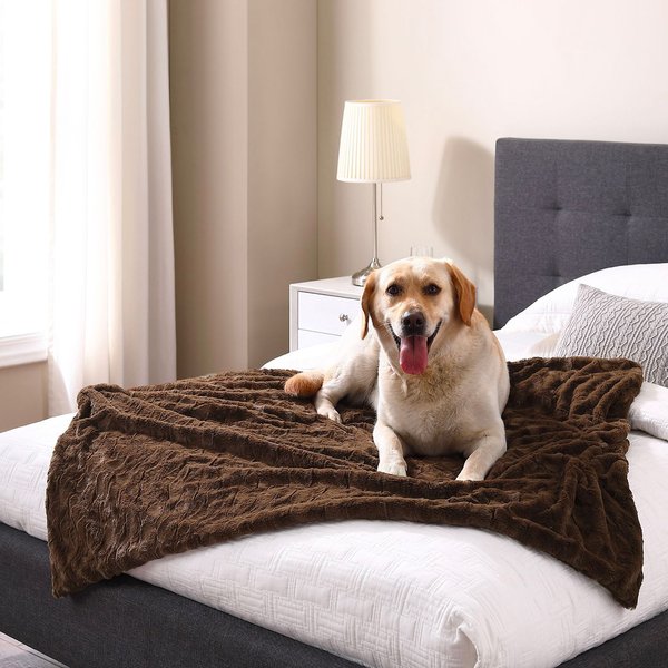 Best Friends by Sheri Calming Lux Fur Cat & Dog Blanket, Dark Brown slide 1 of 3
