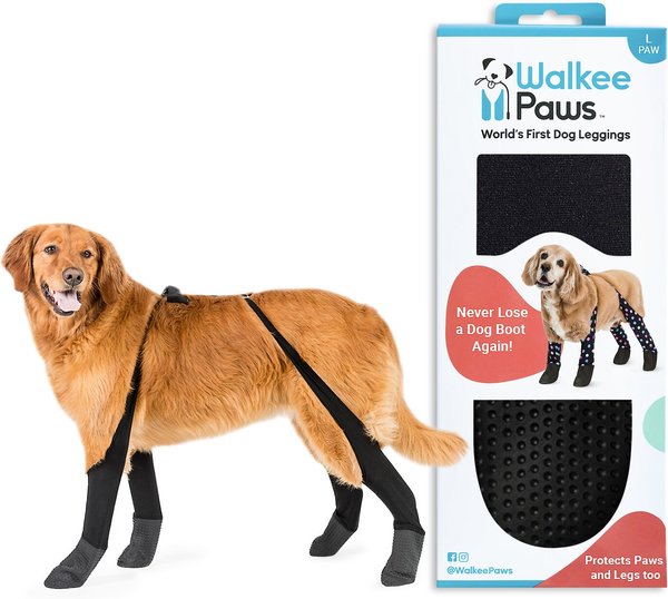 Walkee Paws Dog Boot Leggings, Black, Large slide 1 of 8