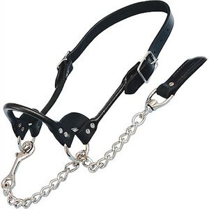 Sullivan Supply Classic Leather Rolled Nose Show Farm Animal Halter, Black, 1,100-1,500-lbs