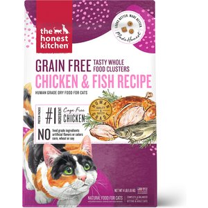 The Honest Kitchen Whole Food Clusters Grain-Free Chicken & Fish Dry Cat Food, 4-lb