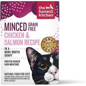 The Honest Kitchen Grain-Free Minced Chicken & Salmon in Bone Broth Gravy Wet Cat Food, 5.5-oz, case of 12