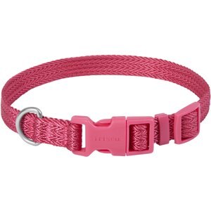Frisco Jacquard Webbing Dog Collar, Pink, Small - Neck: 10 -14-in, Width: 5/8-in