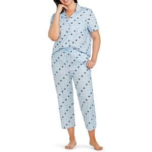CON.STRUCT Cat Floral Print Women's Pajama Set, Blue, X-Small