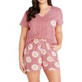 CON.STRUCT Chevron Daisy Floral Women's Pajama Set, Rose, XX-Large