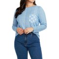 CON.STRUCT Chevron Women's Long Sleeve Boat Neck T-Shirt, Blue, X-Small
