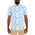CON.STRUCT Floral Men's Short Sleeve Shirt, White/Blue, Large