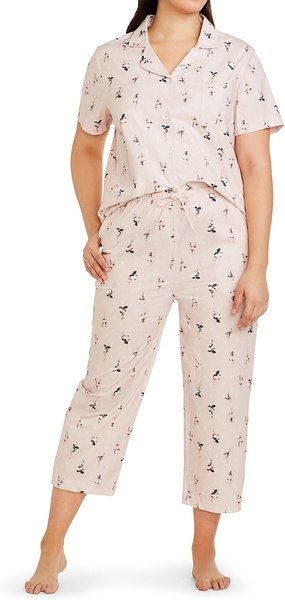 CON.STRUCT Floral Paw Print Women's Pajama Set, Light Pink, Small slide 1 of 4
