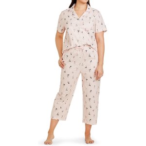 CON.STRUCT Floral Paw Print Women's Pajama Set, Light Pink, Small