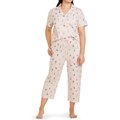 CON.STRUCT Floral Paw Print Women's Pajama Set, Light Pink, Medium