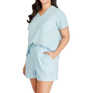 CON.STRUCT Geo Paw Print Women's Pajama Set, Blue, XX-Large