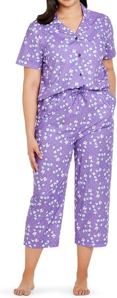 CON.STRUCT Line Floral Paw Print Women's Pajama Set, Purple, X-Large slide 1 of 6