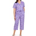 CON.STRUCT Line Floral Paw Print Women's Pajama Set, Purple, X-Large