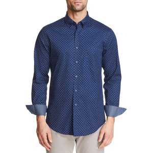 CON.STRUCT Paw Print Men's Long Sleeve Shirt, Navy, X-Large