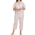 CON.STRUCT Pup Floral Print Women's Pajama Set, Light Pink, Small