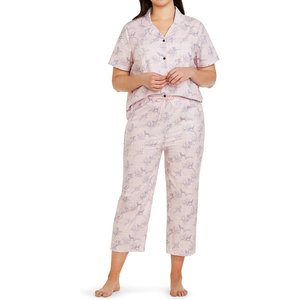 CON.STRUCT Pup Floral Print Women's Pajama Set, Light Pink, X-Large