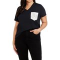 CON.STRUCT Solid Dog Sketch Women's Short Sleeve V-Neck T-Shirt, Black, XX-Large
