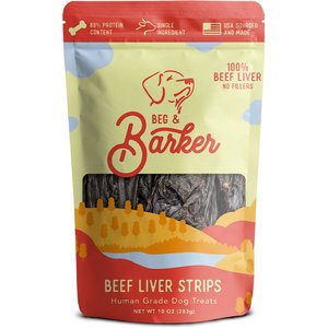 Beg & Barker Beef Liver Strips Dog Jerky Treats, 10-oz bag