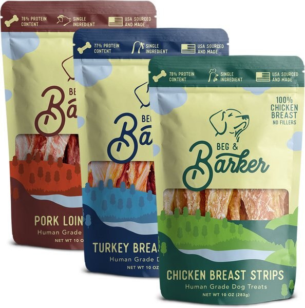 Beg & Barker Variety Chicken, Pork & Turkey Dog Jerky Treats, 10-oz bag, case of 3 slide 1 of 8