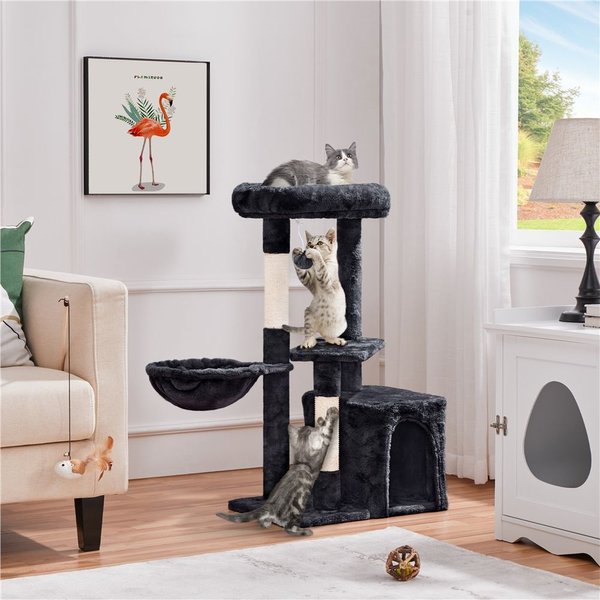 Yaheetech 33-in Plush Cover Cat Tree, Black slide 1 of 9
