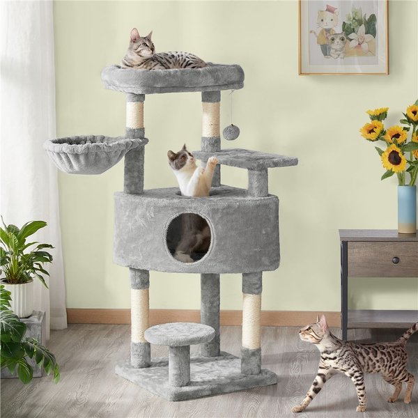 Yaheetech Activity Tower Basic 46-in Cat Tree, Light Gray slide 1 of 9