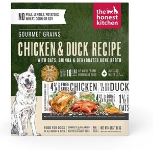 The Honest Kitchen Gourmet Grains Chicken & Duck Recipe Dehydrated Dog Food, 4-lb box