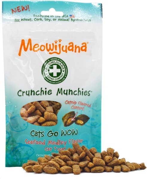 Meowijuana Crunchie Munchies Seafood Medley Cat Treats, 3-oz bag slide 1 of 5