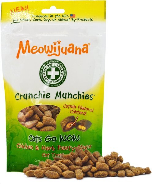 Meowijuana Crunchie Munchies Chicken & Herb Cat Treats, 3-oz bag slide 1 of 4
